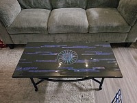 Sunburst table top glows in the dark