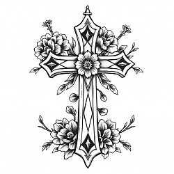 Floral stained glass cross
